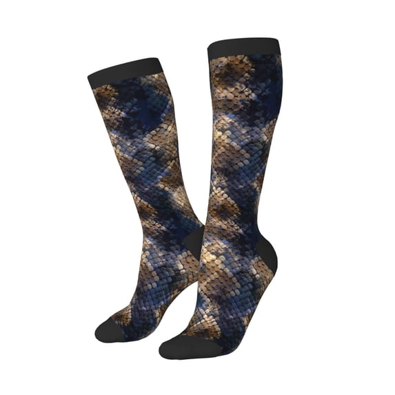 Lsque Watercolor Snake Skin Printed Crew Socks Men's Women's LightWeight Thin Casual Calf Socks ,Knee High Socks,Cotton Socks