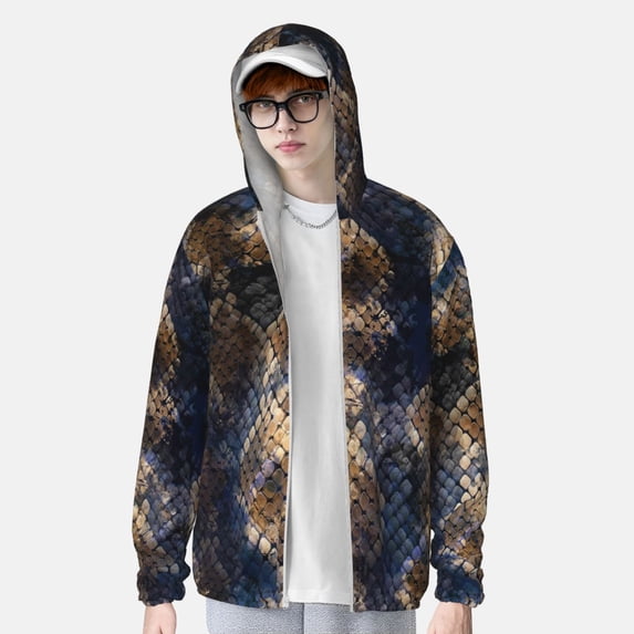 Lsque Watercolor Snake Skin UPF 50+ Lightweight Sun Protection Men's Women's Long Sleeve Shirt, Hoodie Performance -XX-Large