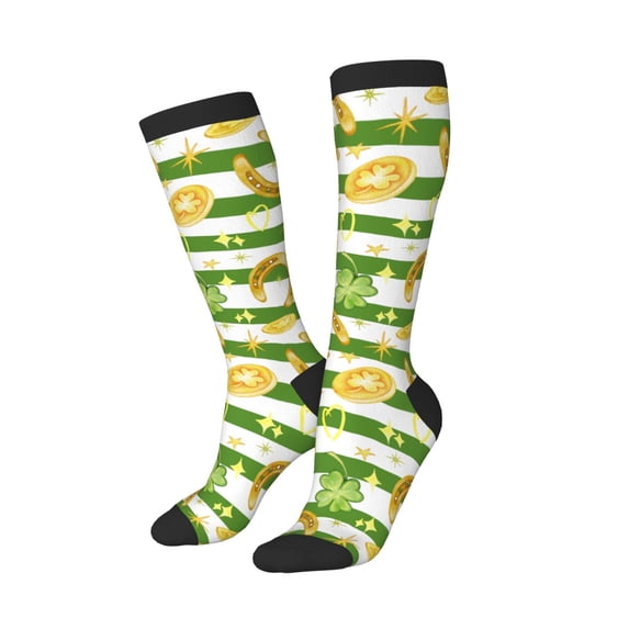 Lsque Watercolor St Patrick Day Printed Crew Socks Men's Women's LightWeight Thin Casual Calf Socks ,Knee High Socks,Cotton Socks