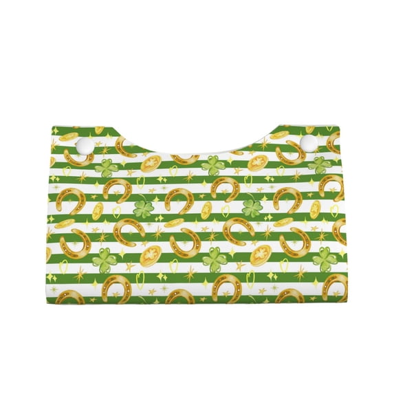 Lsque Watercolor St Patrick Day Printed Long Tissue Box Cover Holder, Facial Paper Organizer Dispenser,Triangle with Bottom Belt, PVC Leather Decorative Organizer