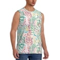 thumbnail image 1 of Lsque Watercolor Tiger Print Men's Cotton Blend Sleeveless Muscle Shirts (S-3XL)- Moisture Wicking, Odor Protection, UPF 30+,X-Large, 1 of 8