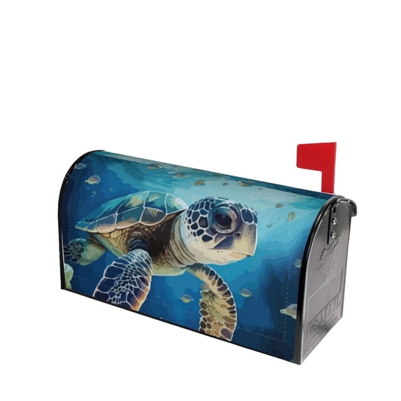 Lsque Watercolor Turtle4 Mailbox Cover Standard Size ,Magnetic Mailbox Covers Post Wraps Letter Box Cover -21x18 in