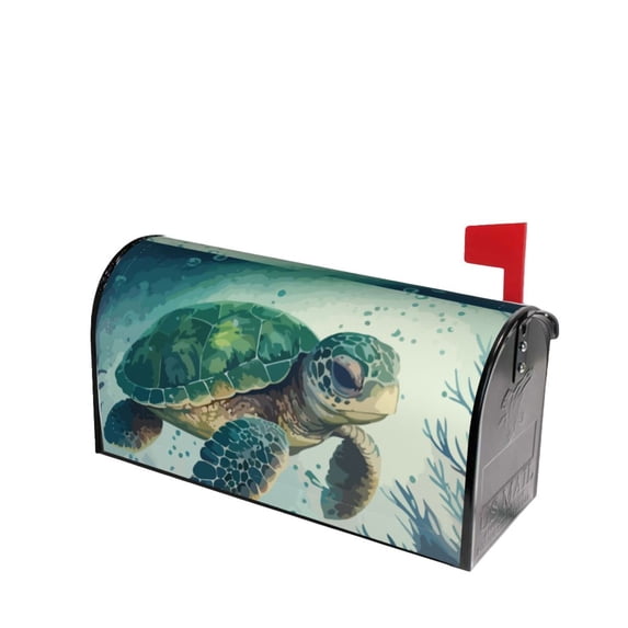 Lsque Watercolor Turtle5 Mailbox Cover Standard Size ,Magnetic Mailbox Covers Post Wraps Letter Box Cover -21x18 in