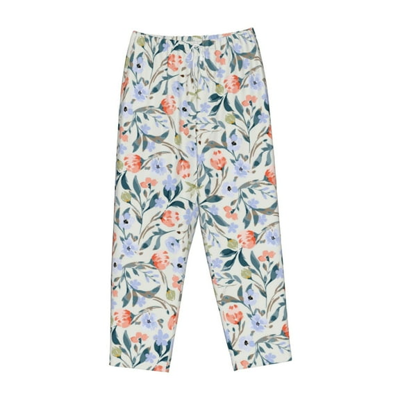 Lsque Watercolor Wildflowers 1 Print Women's Pajama Pants, Lounge Pant - Comfortable Home Wear,Elastic Waistband, Stylish Design-Medium