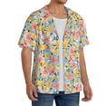 thumbnail image 1 of Lsque Watercolor Wildflowers print Men's Cuban Collar Short Sleeve Shirt Summer Beachwear Casual Button Down Fashionable Vacation Leisure Shirt-Medium, 1 of 7
