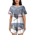 thumbnail image 1 of Lsque Watercolor Winter Landscape For Christmas Women's Short-Sleeved Pajama Set - 2 Piece Soft and Lightweight Sleepwear Set-Small, 1 of 9
