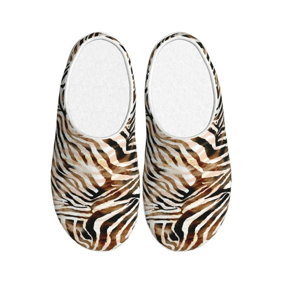Lsque Watercolor Zebra Pattern Womens Comfort Cotton on Scuff With Memory Foam and Anti-skid Sole Slipper-46/47