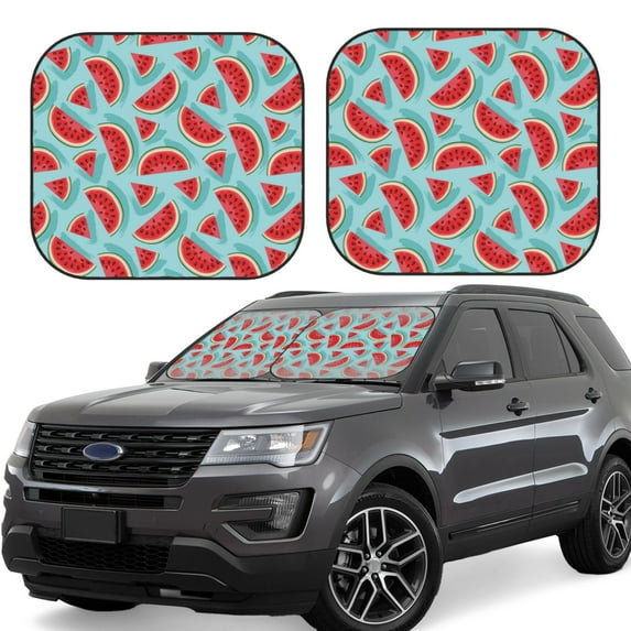 Lsque Watermelon 2 PCS Windshield Sun Shade | CarFoldable Window Covers | Car Accessories Reflect UV for Universal Cars SUV Truck | Small