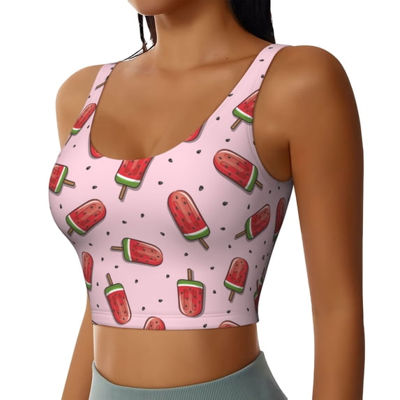 Lsque Watermelon Ice Cream Printed Women'S Sports Bra, Compression, Moisture Wicking, High-Impact Sports Bra For Women,Supportive sports bra-Small