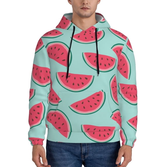 Lsque Watermelon Pattern Casual Men's Hoodie,Hooded Sweatshirt with Kangaroo Pocket,Pullover Hoodie-Large