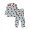 thumbnail image 1 of Lsque Watermelon Pattern Long Sleeve Pajama Set for Men - Soft 2-Piece Sleepwear and Loungewear Set with Pockets, Comfy Nightwear-XX-Large, 1 of 7