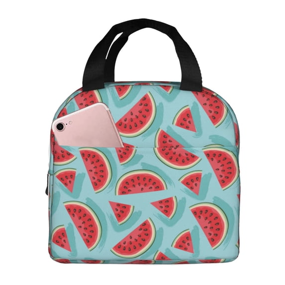 Lsque Watermelon Pattern Lunch Bag Women/Men Insulated Lunch Box,Small Leakproof Cooler Food Lunch Containers Reusable High Capacity Lunch Tote Bags