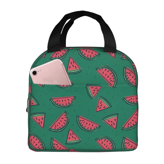 Lsque Watermelon Pattern Lunch Bag Women/Men Insulated Lunch Box,Small Leakproof Cooler Food Lunch Containers Reusable High Capacity Lunch Tote Bags