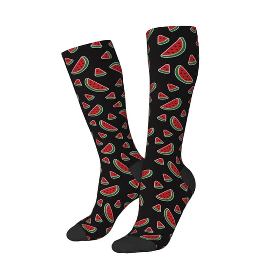 Lsque Watermelon Printed Crew Socks Men's Women's LightWeight Thin Casual Calf Socks ,Knee High Socks,Cotton Socks