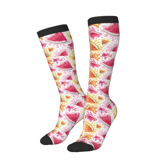 Lsque Watermelon Printed Crew Socks Men's Women's LightWeight Thin Casual Calf Socks ,Knee High Socks,Cotton Socks
