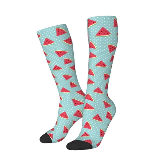 Lsque Watermelon Printed Crew Socks Men's Women's LightWeight Thin Casual Calf Socks ,Knee High Socks,Cotton Socks