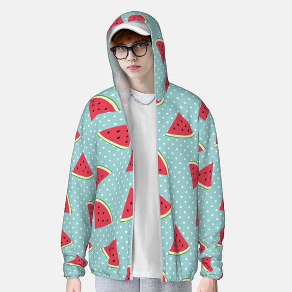 Lsque Watermelon UPF 50+ Lightweight Sun Protection Men's Women's Long Sleeve Shirt, Hoodie Performance -Large