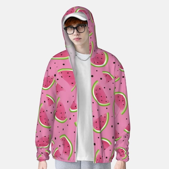 Lsque Watermelon UPF 50+ Lightweight Sun Protection Men's Women's Long Sleeve Shirt, Hoodie Performance -Medium