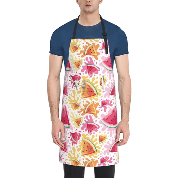 Lsque Watermelon Waterproof Apron Chef Aprons for Men Heavy Duty Chemical Work Apron Extra Long Grilling Aprons with Adjustable Bib Apron