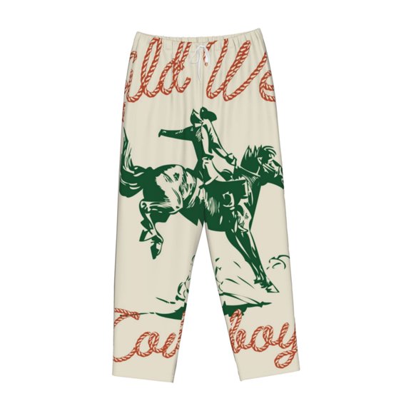 Lsque West Cowboys Print Women's Pajama Pants, Lounge Pant - Comfortable Home Wear,Elastic Waistband, Stylish Design-Large