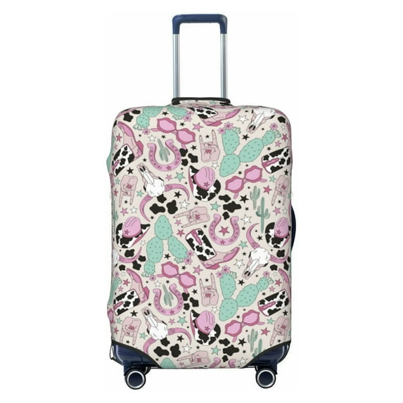 Lsque West Cowgirl Disco Printed Luggage Cover, Travel Luggage Protector,Scratch and Dirt Resistant, Fits 18-32 Inch Luggage - Medium