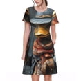 thumbnail image 1 of Lsque Western Cowboy Duck Print Women's Casual Dress T-Shirt Summer Short Sleeve Scoop Neck Swing Dresses, 1 of 6