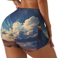 thumbnail image 1 of Lsque Western Desert Cloud Cowboy Pattern High Waisted Biker Shorts for Women-Tummy Control Fitness Athletic Workout Running Yoga Gym Shorts,Moisture-Wicking-Medium, 1 of 9