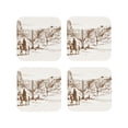 thumbnail image 1 of Lsque Western Desert Cowboys Pattern 4" Drink Coasters Set of 4, PVC Leather Absorbent Coasters, Table Coaster Set Decorative Coffee Cup Coasters Housewarming Gift -Square, 1 of 6
