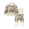 thumbnail image 1 of Lsque Western Desert Cowboys2 Pattern Long Sleeve Pajama Set for Women - Soft 2-Piece Sleepwear and Loungewear Set with Pockets, Comfy Nightwear-Small, 1 of 7