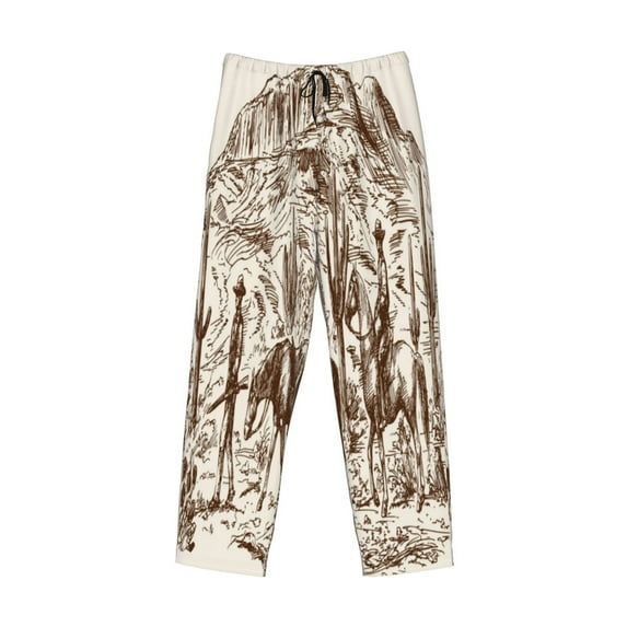 Lsque Western Desert Cowboys2 Print Men's Pajama Pants, Lounge Pant - Comfortable Home Wear,Elastic Waistband, Stylish Design-X-Large