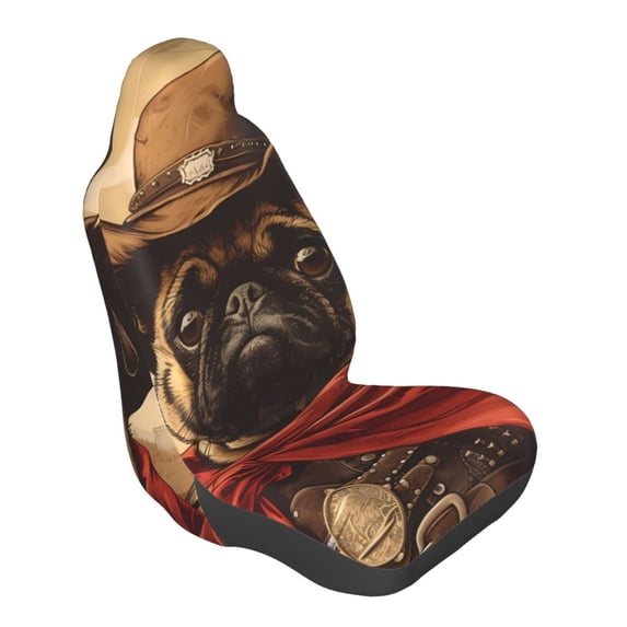 Lsque Western French Bulldog Cowboy Pattern Car Seat Covers for Front Seats , Waterproof Seat Covers for Cars, Sporty Front Seat Covers,Car Seat Cover Protector Front Seats