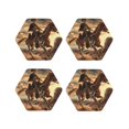 thumbnail image 1 of Lsque Western Skeleton Cowboy Horse Pattern 4" Drink Coasters Set of 4, PVC Leather Absorbent Coasters, Table Coaster Set Decorative Coffee Cup Coasters Housewarming Gift -Hexagon, 1 of 6