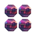 thumbnail image 1 of Lsque Western Style Dinosaur Pattern 4" Drink Coasters Set of 4, PVC Leather Absorbent Coasters, Table Coaster Set Decorative Coffee Cup Coasters Housewarming Gift -Octagon, 1 of 6