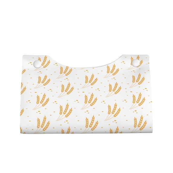 Lsque Wheat Printed Long Tissue Box Cover Holder, Facial Paper Organizer Dispenser,Triangle with Bottom Belt, PVC Leather Decorative Organizer