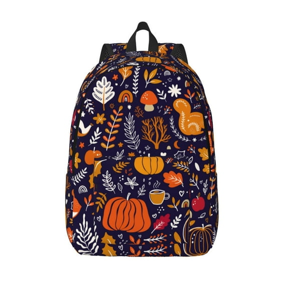 Lsque Whimsical Autumn Forest Pattern Canvas Daypack, Durable Backpack, High-quality Versatile Backpack,Vintage Compact Backpack-Medium