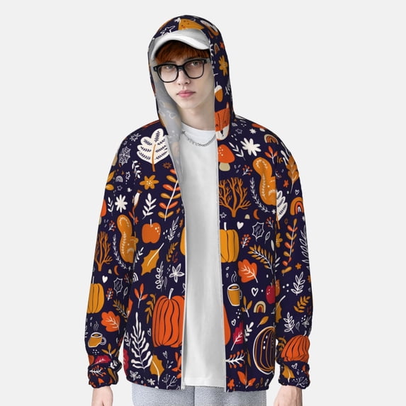 Lsque Whimsical Autumn Forest UPF 50+ Lightweight Sun Protection Men's Women's Long Sleeve Shirt, Hoodie Performance -Large