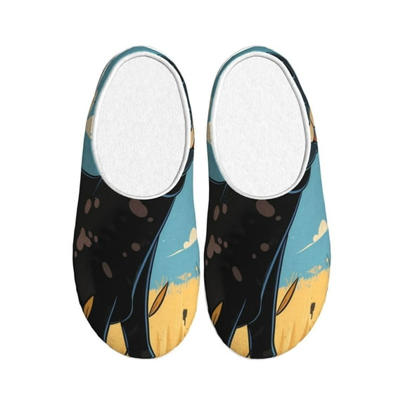 Lsque Whimsical Cartoon Cow Pattern Womens Comfort Cotton on Scuff With Memory Foam and Anti-skid Sole Slipper-37/38