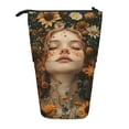 thumbnail image 1 of Lsque Whimsical Flower Crown Maiden Pattern Telescopic Pencil Bag Pen Holder Stationery Case, Stand-up Retractable Transformer Bag Organizer, 1 of 6