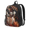 thumbnail image 1 of Lsque Whimsical Halloween Skeletons Pattern Adult Backpack – Durable & Lightweight PU Canvas Storage Bag , 15” Laptop Compartment, and Multiple Pockets, 1 of 6