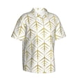 thumbnail image 1 of Lsque White And Gold Geometry pattern Hawaiian Shirt for Men, Unisex Summer Beach Casual Short Sleeve Button Down Shirts-Medium, 1 of 9