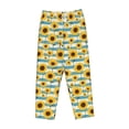 thumbnail image 1 of Lsque White Blue Striped Sunflower Print Women's Pajama Pants, Lounge Pant - Comfortable Home Wear,Elastic Waistband, Stylish Design-X-Large, 1 of 9