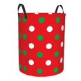 thumbnail image 1 of Lsque White and Green Polka Dot pattern Laundry Hamper Basket, Tall Woven Rope Hamper Basket for Clothes, Lightweight Storage Basket, Collapsible Waterproof-Medium, 1 of 8