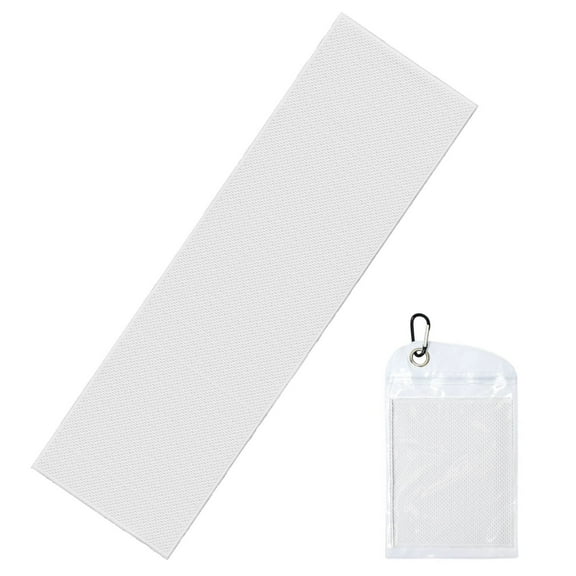 Lsque White Printed Cooling Towel (40"x 12"), Ice Towel, Microfiber, Soft Breathable Chilly Towel for Yoga, Sport, Gym, Workout, Fitness, Running