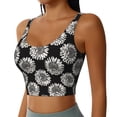 thumbnail image 1 of Lsque White Sunflowers Printed Women'S Sports Bra, Compression, Moisture Wicking, High-Impact Sports Bra For Women,Supportive sports bra-X-Large, 1 of 9