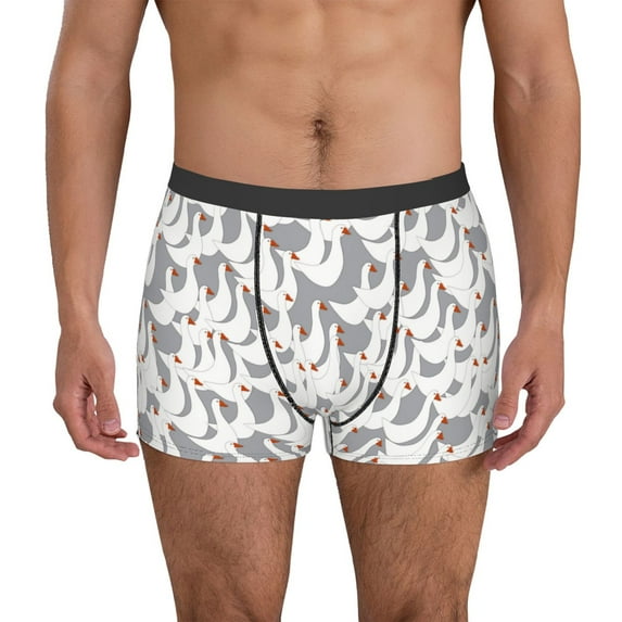 Lsque White goose Pattern Men’s Total Support Pouch Boxer Briefs, X-Temp Cooling, Moisture-Wicking Underwear, Regular, Long-leg and Trunk-XX-Large
