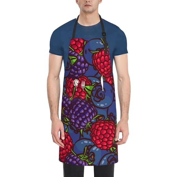 Lsque Wild Berries Waterproof Apron Chef Aprons for Men Heavy Duty Chemical Work Apron Extra Long Grilling Aprons with Adjustable Bib Apron