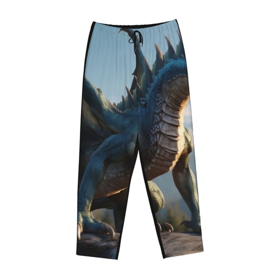 Lsque Wild Blue Cool Dragon Print Women's Pajama Pants, Lounge Pant - Comfortable Home Wear,Elastic Waistband, Stylish Design-X-Large