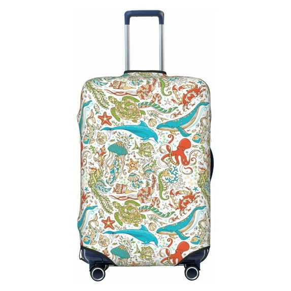 Lsque Wild Sea Life Printed Luggage Cover, Travel Luggage Protector,Scratch and Dirt Resistant, Fits 18-32 Inch Luggage - Medium