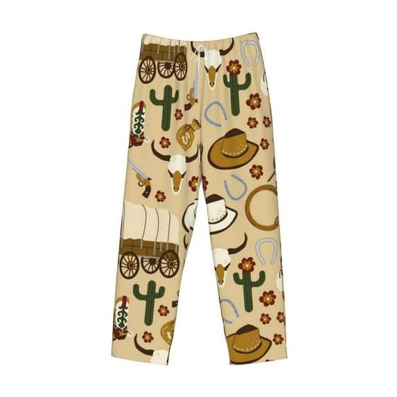 Lsque Wild West Cowboy Print Men's Pajama Pants, Lounge Pant - Comfortable Home Wear,Elastic Waistband, Stylish Design-Small