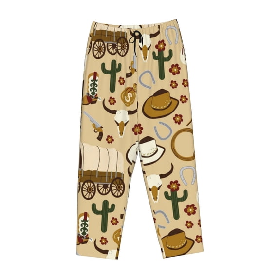 Lsque Wild West Cowboy Print Women's Pajama Pants, Lounge Pant - Comfortable Home Wear,Elastic Waistband, Stylish Design-Large